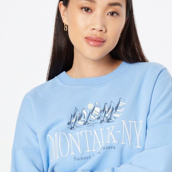 Abercrombie & Fitch Fleece Embroidered Cropped Crewneck Sweatshirt 37314 - Picture 10 of 10